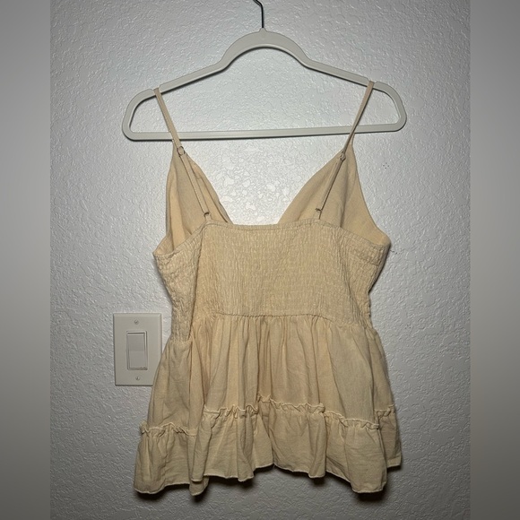 ROMWE Yellow Women’s Peplum Size Large Tie Front Tiered Camisole Star & Sun - Picture 10 of 10